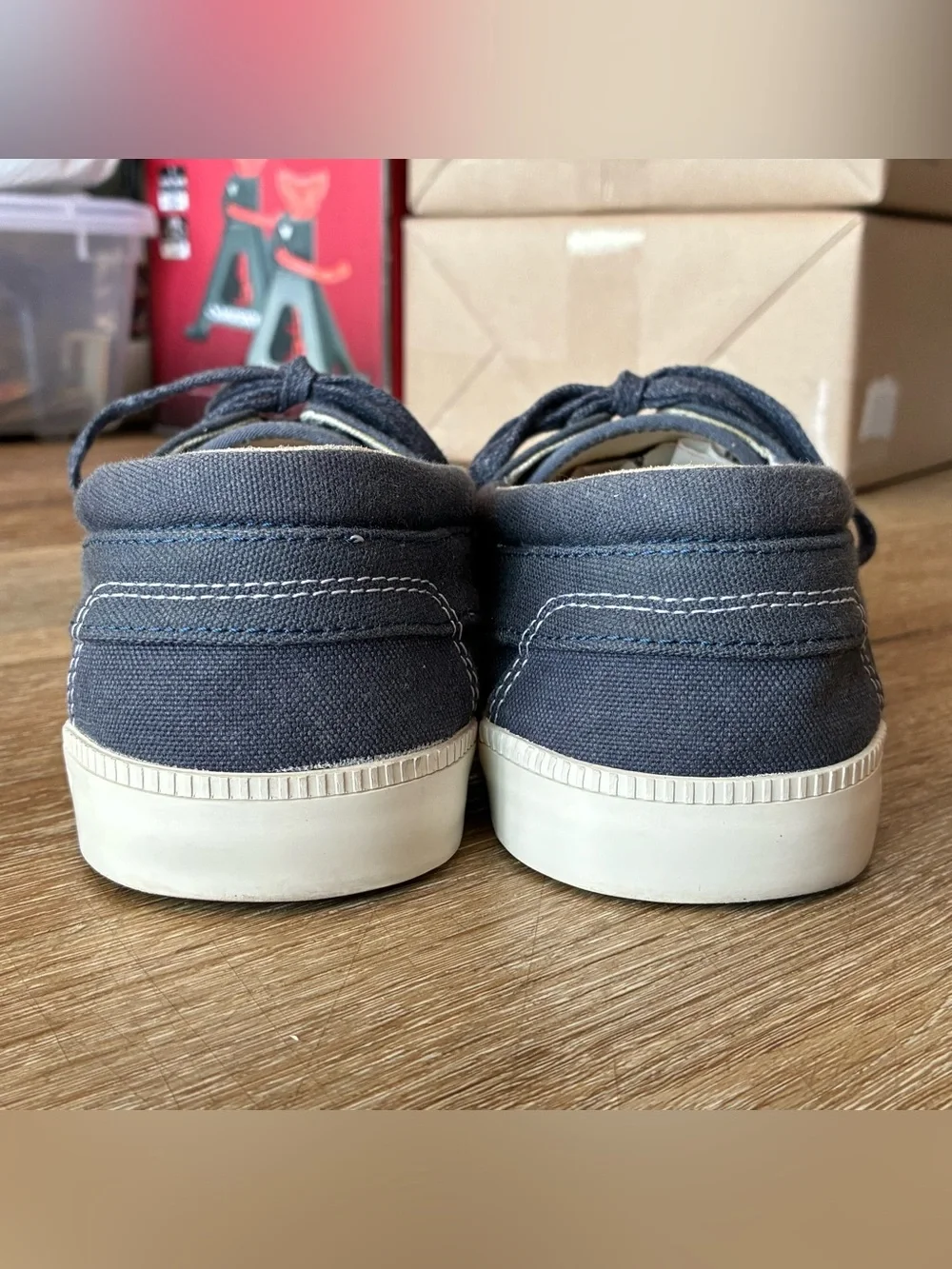 Timberland Newport Bay Navy Blue Canvas Boat Shoes Mens Shoes Size US 7.5 EU 41